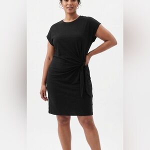 Gap Black Side Tie T-Shirt Dress Cap Sleeve Cotton Modal XL Extra Large